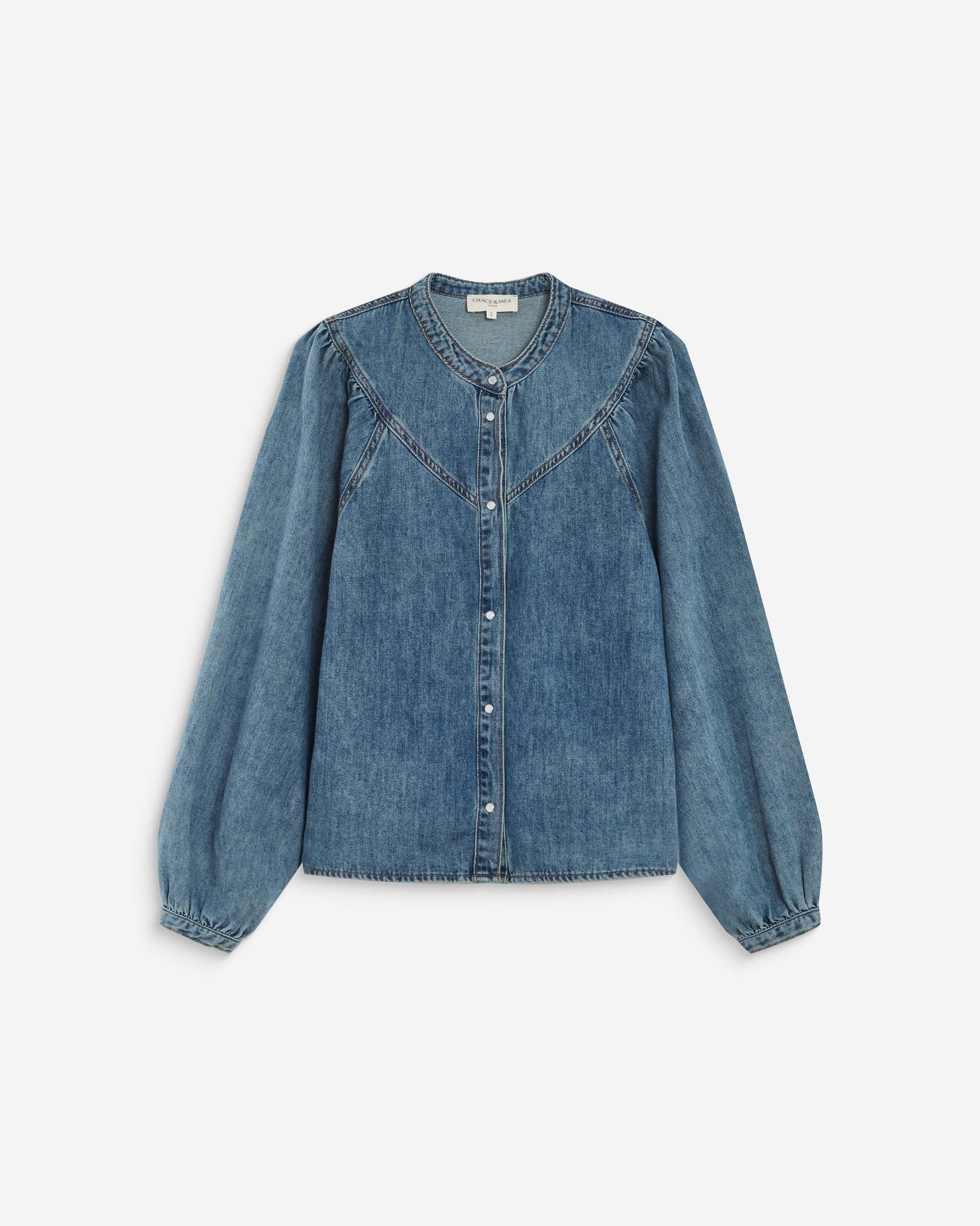 Blouse en denim ANAELLE GRACE & MILA Lightblue – vue produit de face