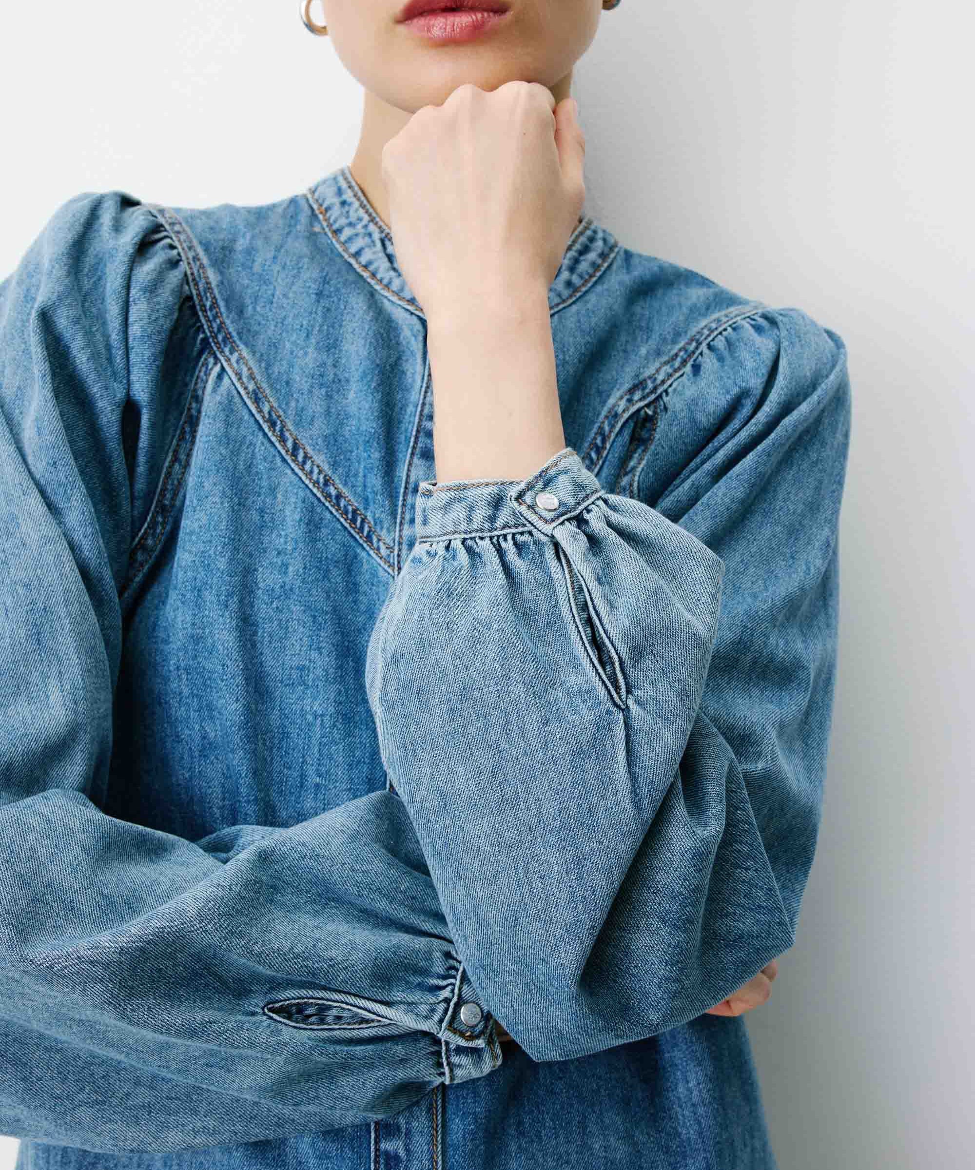Blouse ANAELLE GRACE & MILA – détail manche bouffante et poignet boutonné