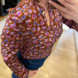 Blouse fleurie col collerette - Camel - I.CODE