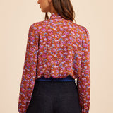 Blouse fleurie col collerette - Camel - I.CODE