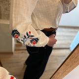Blouse maxi broderie fleurs - Ecru - I.Code