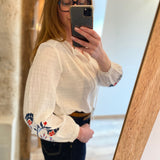 Blouse maxi broderie fleurs - Ecru - I.Code