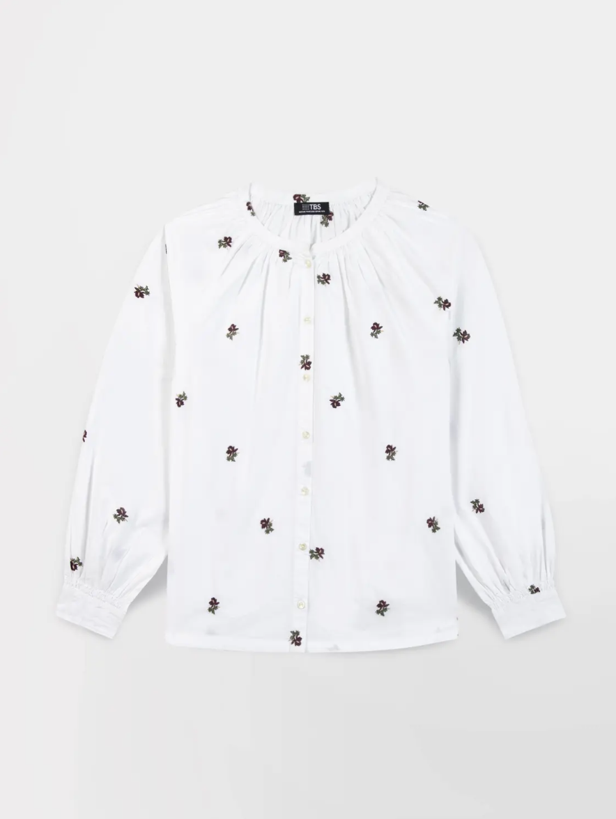 Blouse LAMEAMIS TBS blanche brodée – vue produit de face