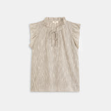 Blouse courte coton à rayures Lamie - Noir - Suncoo