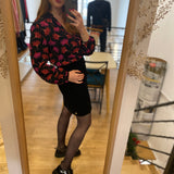 Blouse Liv - Noire/Rouge cerise - FABIENNE CHAPOT