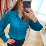 Blouse imprimé léopard Louka - Bleu - SUNCOO