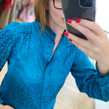 Blouse imprimé léopard Louka - Bleu - SUNCOO