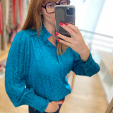 Blouse imprimé léopard Louka - Bleu - SUNCOO