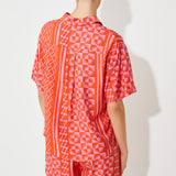 Luz Sun Print Button-Up Blouse - Geranium - Suncoo