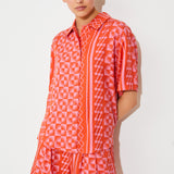 Luz Sun Print Button-Up Blouse - Geranium - Suncoo