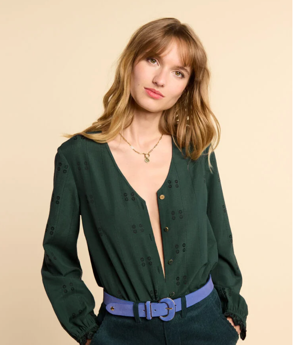 Blouse brodée - Vert nuit - I.Code
