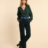Blouse brodée - Vert nuit - I.Code