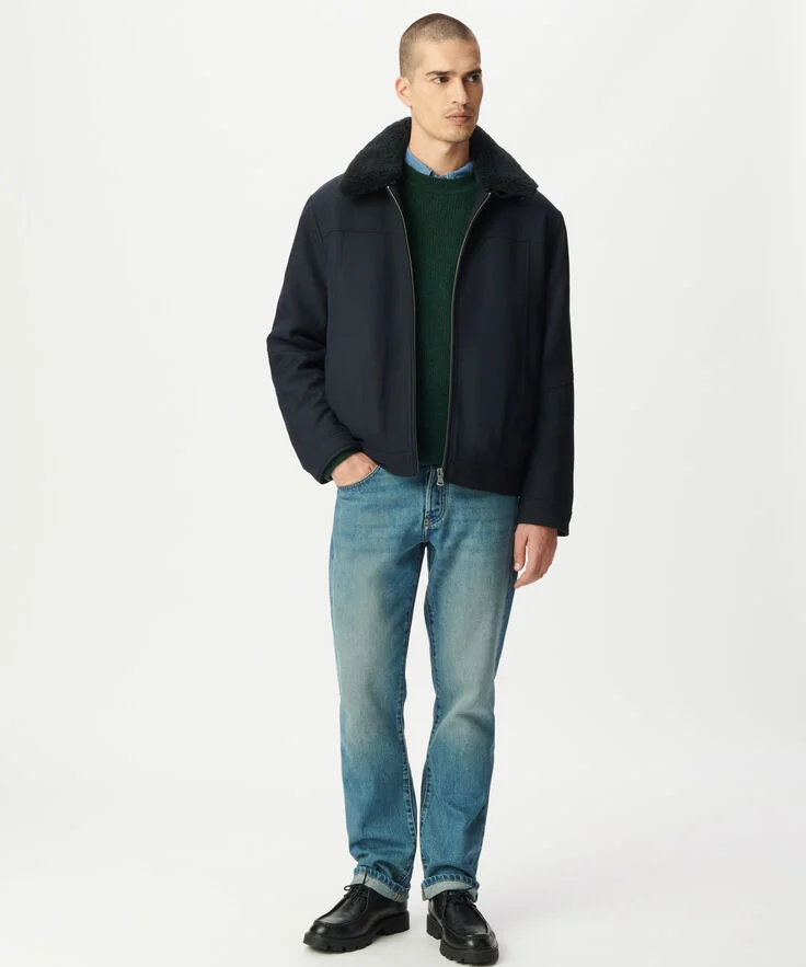Blouson court aviateur col sherpa Cargo - Marine - IKKS MEN
