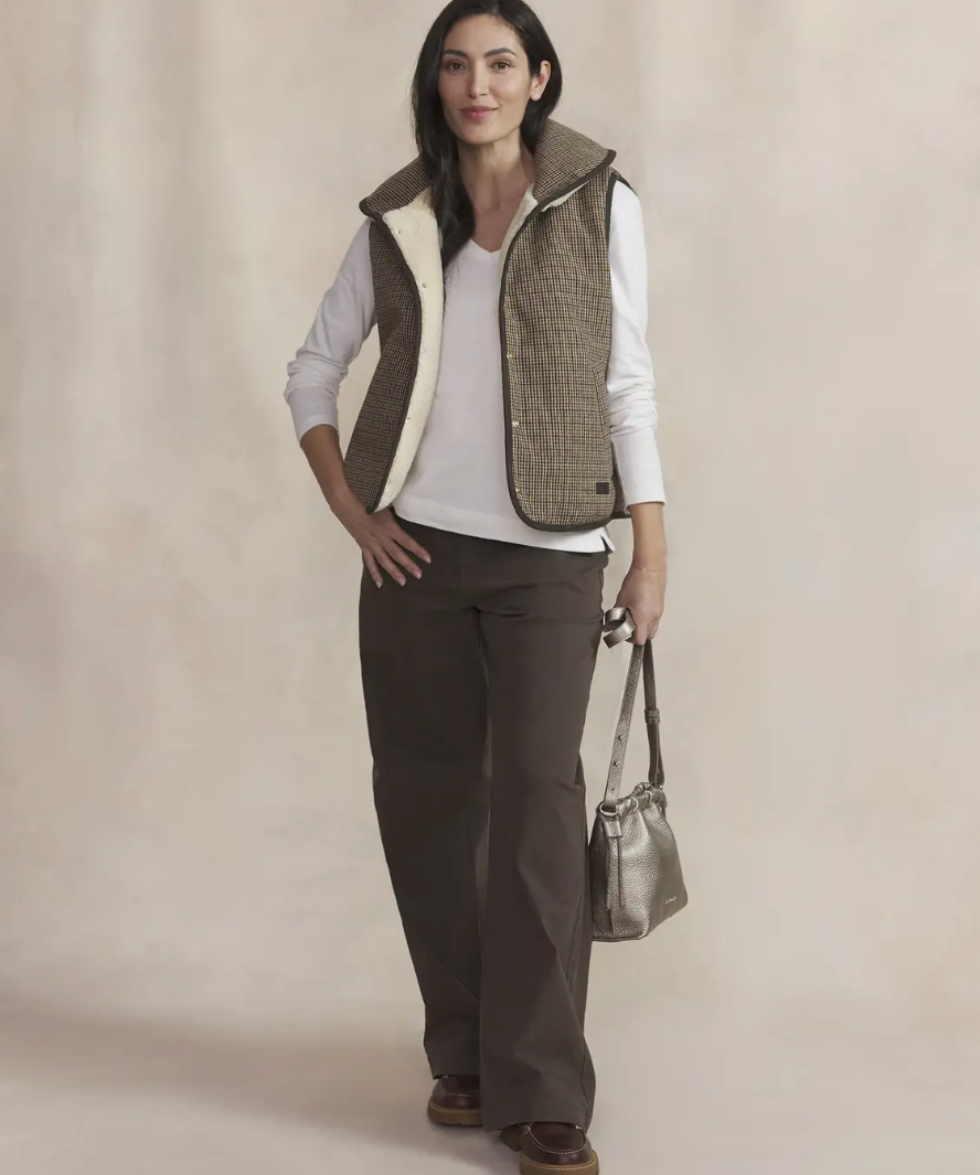 Gilet réversible TAMMYSAN TBS à carreaux – porté ouvert