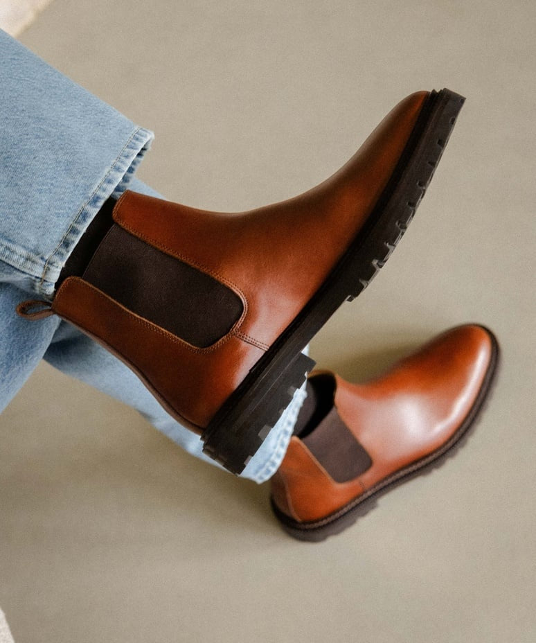 Boots à élastique en cuir Fargo - Armagnac - BOBBIES HOMME