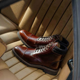 Boots à lacets en cuir Gilford - Liqueur de café - BOBBIES HOMME