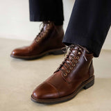 Boots à lacets en cuir Gilford - Liqueur de café - BOBBIES HOMME