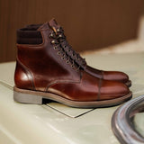Boots à lacets en cuir Gilford - Liqueur de café - BOBBIES HOMME