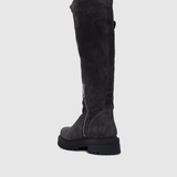 Bottes Chunky en cuir velours - Grises - IKKS WOMEN