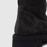 Bottes Chunky en cuir velours - Grises - IKKS WOMEN