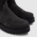 Bottes Chunky en cuir velours - Grises - IKKS WOMEN
