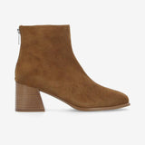 Bottines à talon bloc en cuir velours Skara - Cognac - SCHMOOVE WOMEN