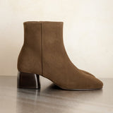 Bottines à talon carré en daim Janis - Brun kaki - BOBBIES FEMME