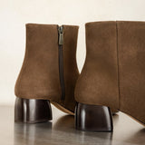 Bottines à talon carré en daim Janis - Brun kaki - BOBBIES FEMME