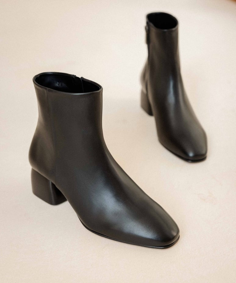 Bottines à talons en cuir Janis - Noir passion - BOBBIES FEMME