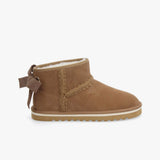 Bottines courtes fourrées avec nœud et tresse Bould bow - Noisette - ARMISTICE