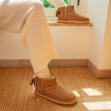 Bottines courtes fourrées avec nœud et tresse Bould bow - Noisette - ARMISTICE