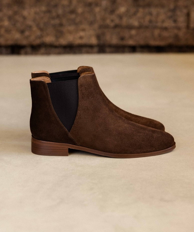 Bottines plates à élastique en daim Chelsea - Brun rockies - BOBBIES FEMME