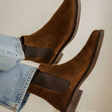 Bottines plates à élastique en daim Nolan - Brun rockies - BOBBIES HOMME