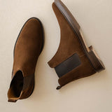 Bottines plates à élastique en daim Nolan - Brun rockies - BOBBIES HOMME