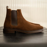 Bottines plates à élastique en daim Nolan - Brun rockies - BOBBIES HOMME