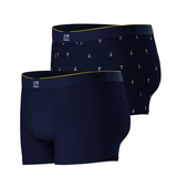 Lot de 2 Boxers pour Homme Coton Elasthanne Nautique - Marine et Ancre - TBS Homme