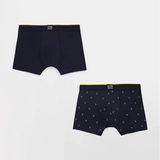 Lot de 2 Boxers pour Homme Coton Elasthanne Nautique - Marine et Jaune - TBS Homme