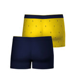 Lot de 2 Boxers pour Homme Coton Elasthanne Nautique - Marine et Jaune - TBS Homme
