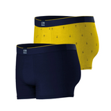Lot de 2 Boxers pour Homme Coton Elasthanne Nautique - Marine et Jaune - TBS Homme