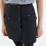 Jupe courte double boutonnage et poches - Noir - IKKS