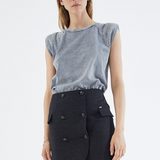 Jupe courte double boutonnage et poches - Noir - IKKS