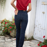 Jean slim flare taille haute clous bijoux - bleu - ikks women