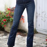 Jean slim flare taille haute clous bijoux - bleu - ikks women