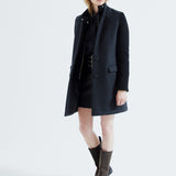 Manteau droit en laine double parmenture - Gris foncé - IKKS