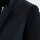 Manteau droit en laine double parmenture - Gris foncé - IKKS