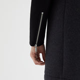 Manteau droit en laine double parmenture - Gris foncé - IKKS