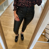 Pantalon skinny à pressions en similicuir - Noir - IKKS