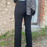 Jean flare 7/8e avec bas frangé - Noir - IKKS
