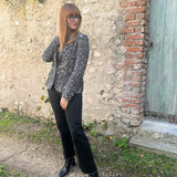 Jean flare 7/8e avec bas frangé - Noir - IKKS