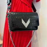 Sac en cuir verni - Noir - IKKS BAGS